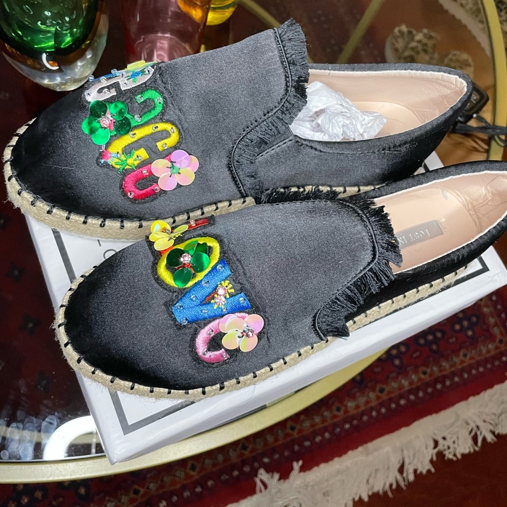 Barely worn, Lost Ink Peace and Love espadrilles shoes